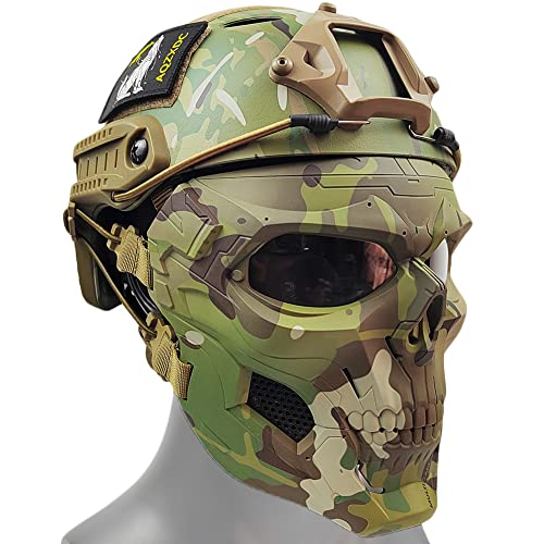 AQzxdc Fast Airsoft Helm & Masken Combination, Verstellbarer Outdoor-Spiel-Helm, für Cs-Spiel, Paintball-Spiel, Party und CQB,Cp