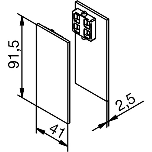 Abdeckkappen Blende beidseitig Glas, silber eloxiert