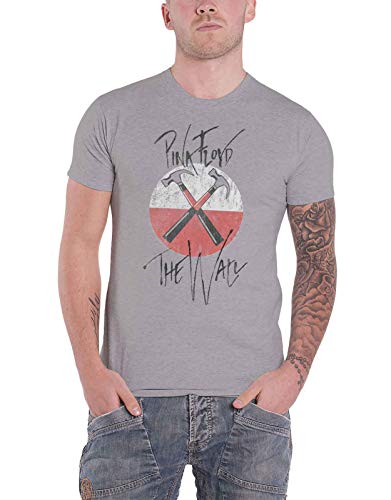 Pink Floyd T Shirt The Wall Faded Hammers Logo Nue offiziell Herren Grau L