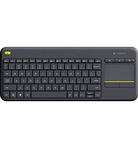 Logitech K400+ Funk-Tastatur Tschechisch Schwarz Integriertes Touchpad, Maustasten, Multimediatasten