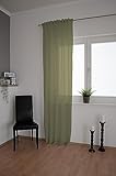 Homing Leinengardine einfarbig Grün Olive Moos | Leinenmuster modern | Wohnzimmer Esszimmer Schlafzimmer | Leinenvorhang(1Stück) 245 x 140 cm(HxB)