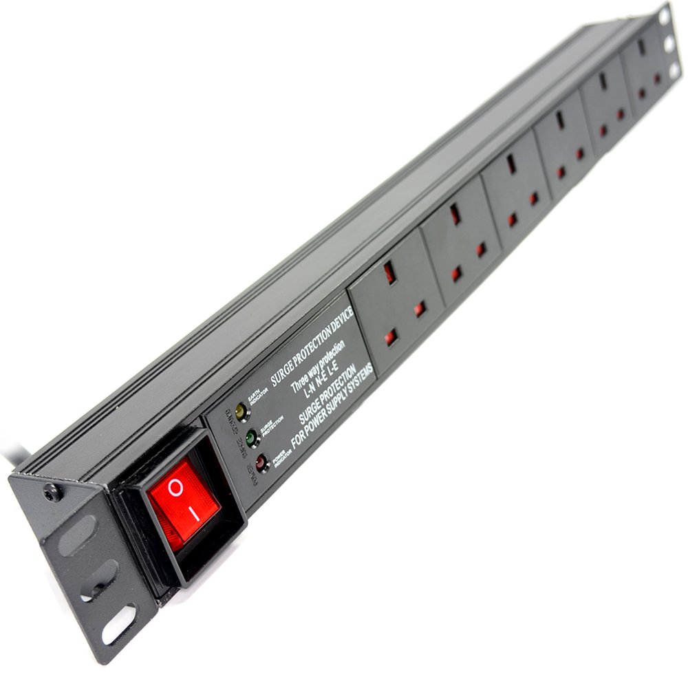 Strom Verteilen Einheit PDU 6 Wege Horizontal Schwall 19 inch Rack Montiert 1U [6 Way Horizontal SURGED]