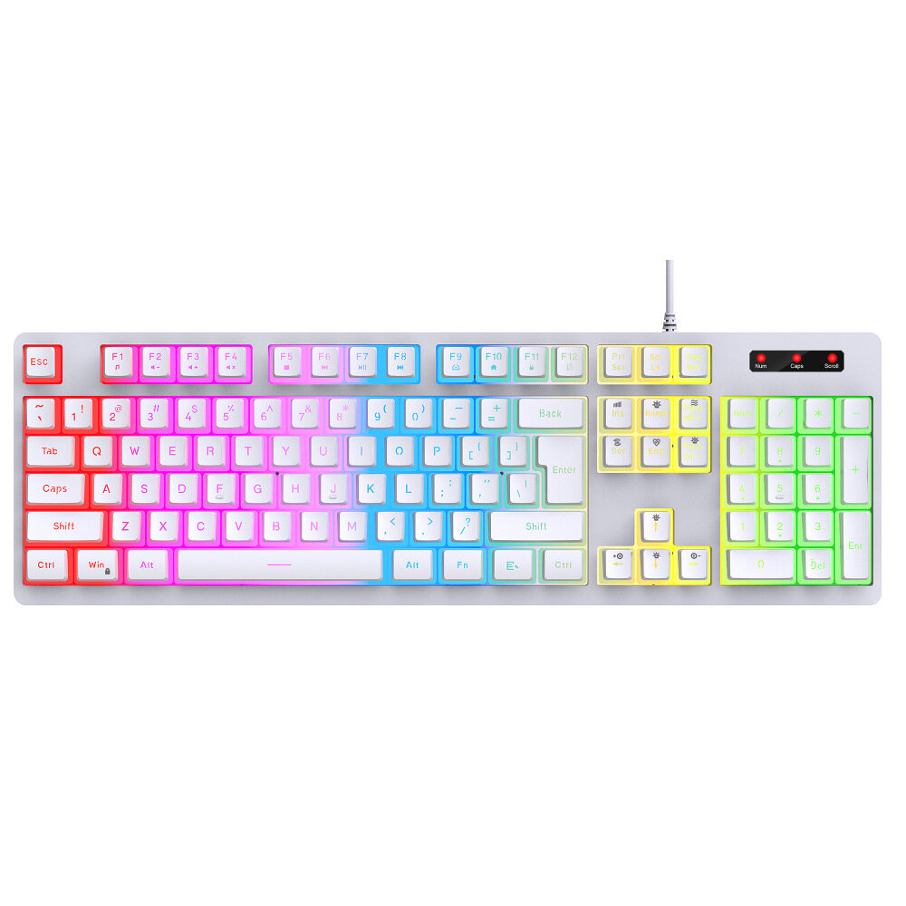 HXSJ 104-Tasten-RGB-Gaming-Tastatur mit Hintergrundbeleuchtung, unterstützt USB-Kabelverbindung, 25 Tasten, konfliktfrei