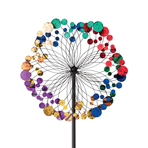 Bits and Pieces - Metallisches Kaleidoskop Windrad, Windmühle - Gartendeko - Wetterfest für Rasen, Garten oder Terrasse