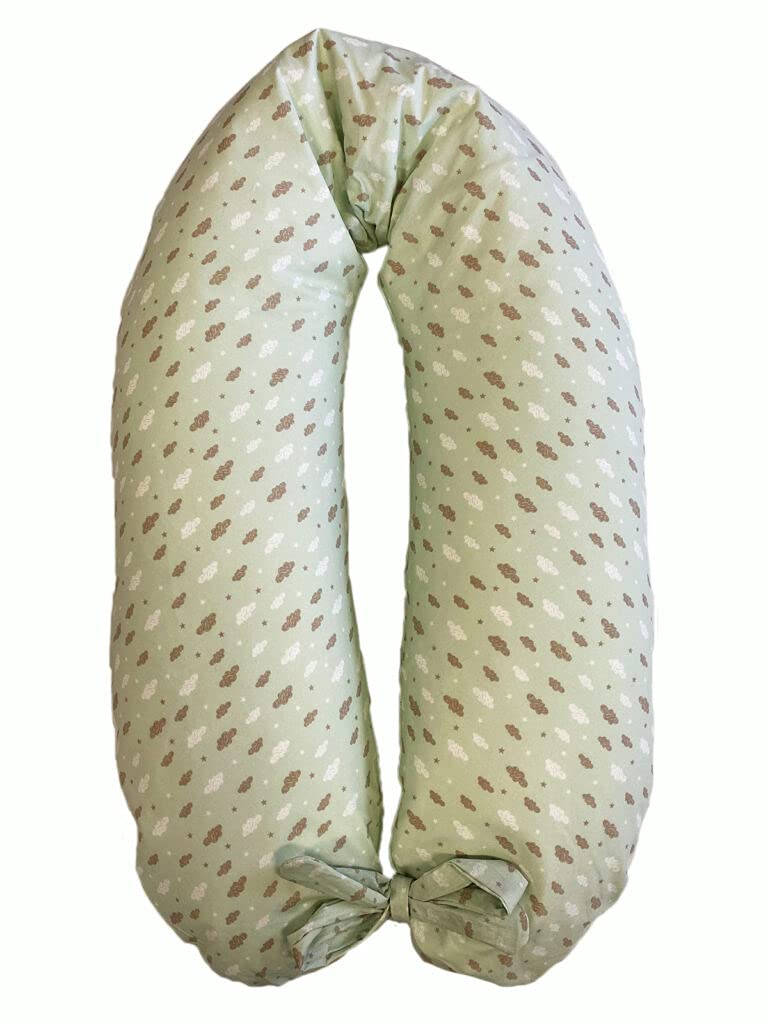 merrymama – Stillkissen und Schwangerschaft + Futter mit Schnürung/cm 190 (gefüllt mit Polystyrolkugeln Polystyrol feuerfest) Coniglietto Verde
