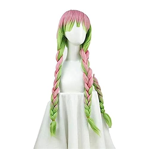 Damenmode Persönlichkeit Anime Perücke rosa Farbverlauf grün Styling Twist Braid Cosplay Perücke Modedekoration