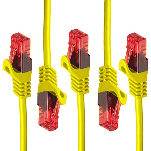 BIGtec - 5 Stück - 15m Gigabit Netzwerkkabel Patchkabel Ethernet LAN DSL Patch Kabel Gelb ( 2x RJ-45 Anschluß, Cat.5E, kompatibel zu Cat.6 Cat.6A CAT.7 ) 15 Meter