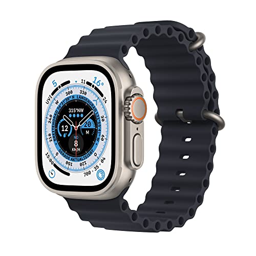 Apple Watch Ultra (GPS + Cellular mit 49mm) Titangehäuse mit Ocean Armband Mitternacht - One Size (Generalüberholt)
