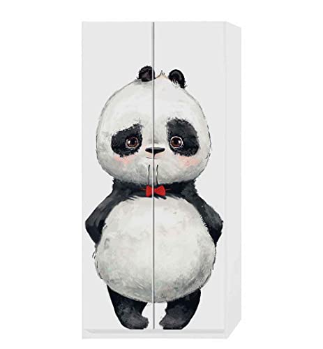MyMaxxi | Klebefolie Möbel kompatibel mit IKEA Pax Schrank 2 Türen hoch | Motiv Kinder Panda Tiere | Möbelfolie selbstklebend | Dekofolie Tattoo Aufkleber Folie für Schlafzimmer und Kinderzimmer