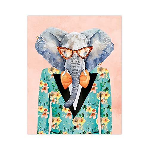 Declea Modernes Bild Pop-Art-Druck Elephant Blumen - moderne Dekoration für Wohnzimmer Dekoration Wohnzimmer