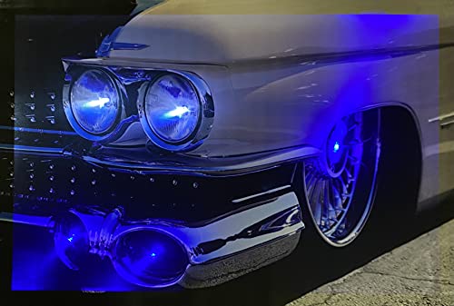Samarkand - Lights LED Bild mit Beleuchtung LED- Bilder Leinwandbild 65 x 45 cm Leuchtbild US CAR/WHITE/BLUE/OLDTIMER