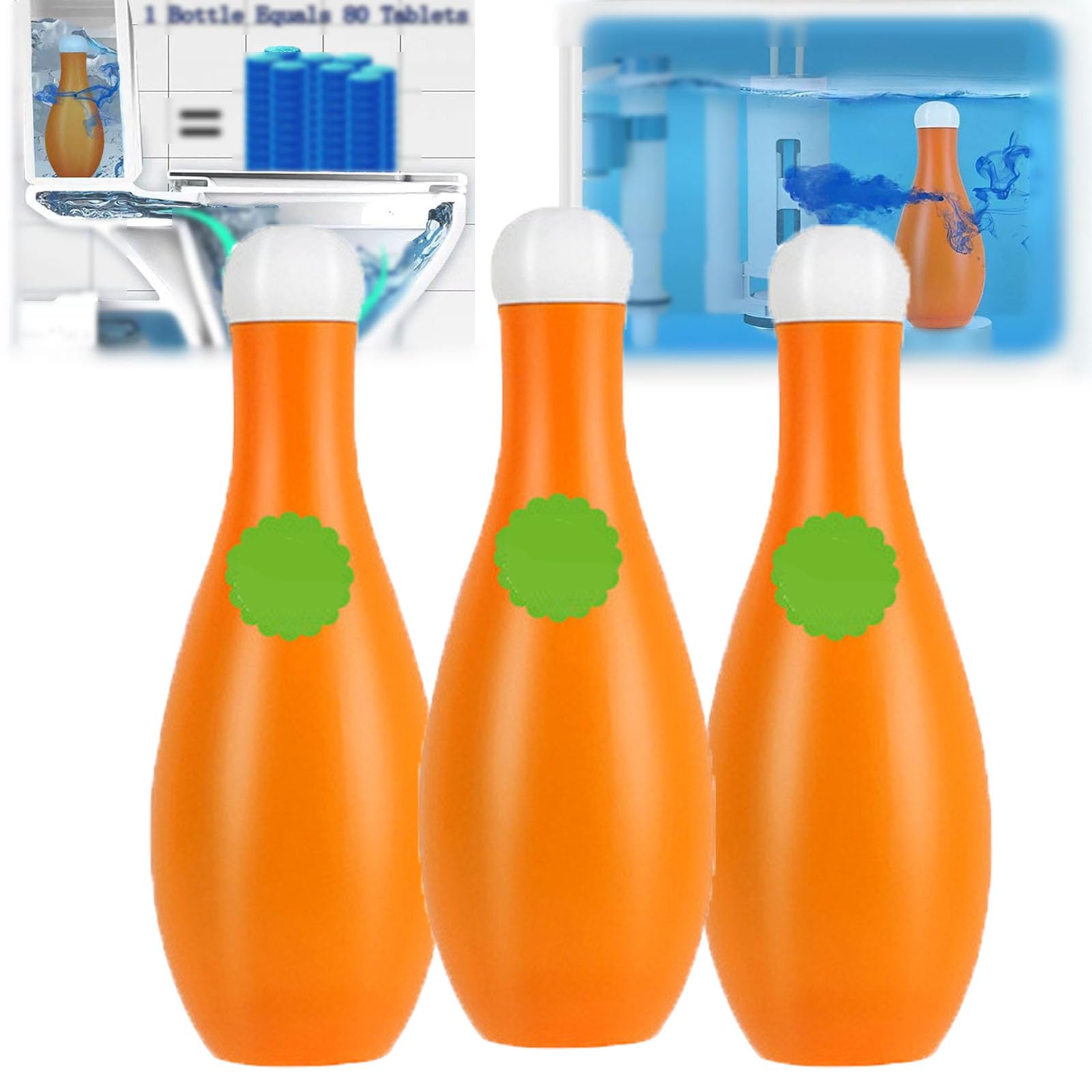 Bowling Blue Bubble Toilettenschüsselreiniger, automatischer, langlebiger Toilettenschüsselreiniger in der Flasche, multifunktionales Reinigungsmittel für den Toilettentank (3PCS)