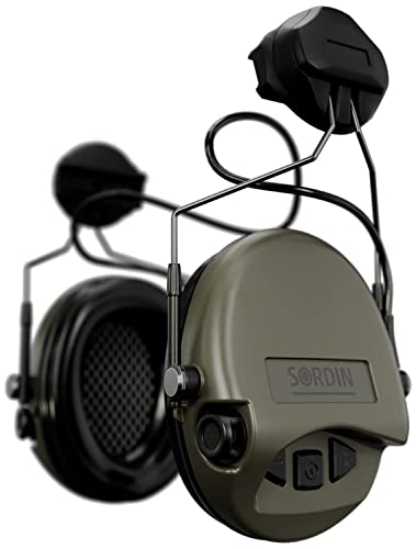 Sordin Supreme MIL AUX Slim Gehörschutz - aktiver Militär-Gehörschützer - Schaum-Kissen, ARC-Konnektor & grüne Kapsel