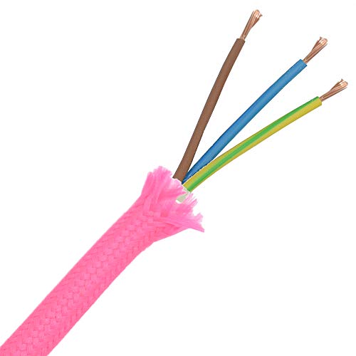 10m Stoffkabel Neon Pink3x0,75qmm 3G Textilkabel Lampenkabel Leuchtenkabel Kabel Stromkabel umsponnen