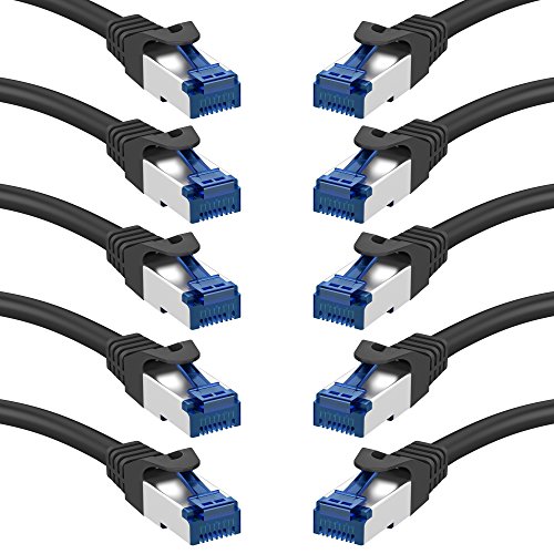 KabelDirekt – 10x 0,25m – Netzwerk, Ethernet, LAN & Patch Kabel (überträgt maximale Glasfaser Geschwindigkeit & ist geeignet für Gigabit Netzwerke, Switches, Router, Modems mit RJ45 Eingang, Silber)