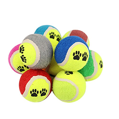UEETEK Mini-Tennisball für Hunde, bissfest, Kauspielzeug für Hundetraining, zufällige Farbe, 12 Stück