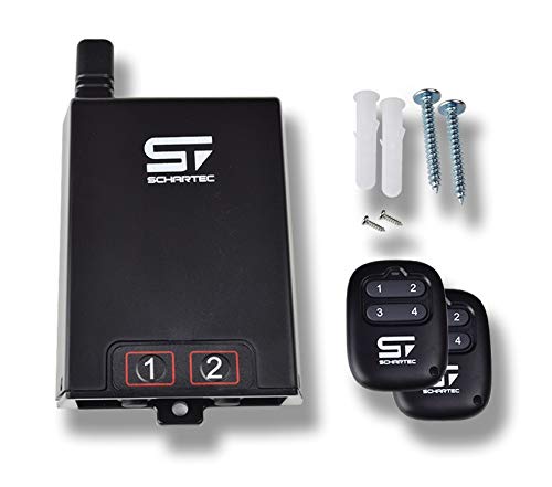 SCHARTEC Universal Funkempfänger 230v mit Fernbedienung 2 Stk - Funk Empfänger Garagentor mit 433 MHz als Set mit Handsender