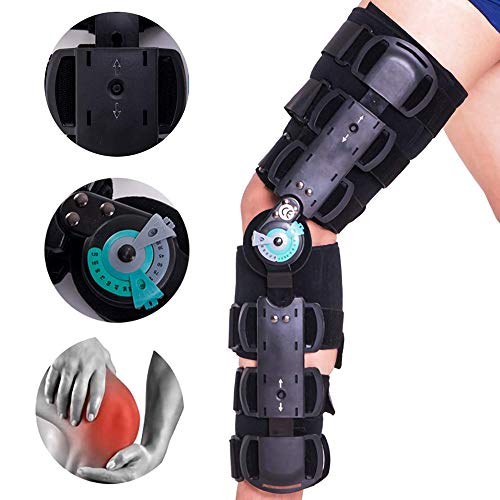 PHASFBJ Knieorthese Verstellbare Kniebandage, Kniestütze ROM Knieschoner für nach der Operation ACL Ligament Sportverletzungen Leichte Osteoarthritis Meniskusrissen