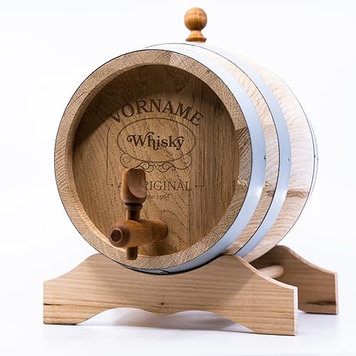 Diamandi Whiskyfass mit Gravur | Eichenholzfass mit Name & Geburtsjahr | 1 Liter Holz-Fass für Whisky-Liebhaber