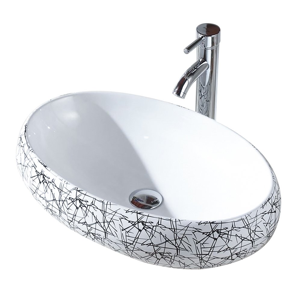 HomeLava Badezimmer-Waschbecken Weiß Keramikbecken Set (Wasserhahn nicht im Lieferumfang enthalten), weiß