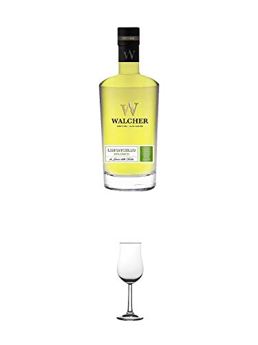 Walcher Bio-Limoncello Edelbrand 25% Südtirol 0,7 Liter + Nosing Gläser Kelchglas Bugatti mit Eichstrich 2cl und 4cl 1 Stück
