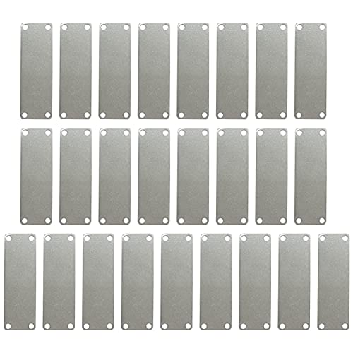 Qutsvosh 25 Stück Edelstahl-Gravur-Blanko-Etiketten, rechteckige Stanzrohlinge mit 4 Löchern, 2,5 x 7,6 cm