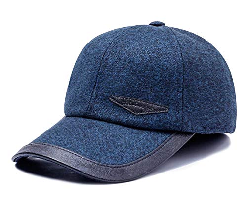 CHENNUO Baseball Kappe Herren Mütze Schirmmütze Wärmer Winter Caps mit Ohrenklappen (Blau)