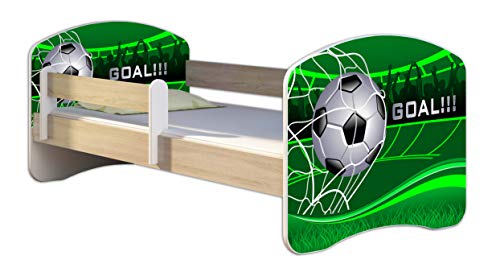 Kinderbett Jugendbett mit einer Schublade und Matratze Sonoma mit Rausfallschutz Lattenrost ACMA II 140x70 160x80 180x80 (14 Goal !!!, 140x70)