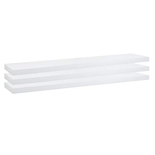 eSituro Wandregal, schwebendes weißes Regale für Wandmontage, 3er-Set Schweberegal Hängeregal Wandbrett im Wohnzimmer Schlafzimmer Küche Badezimmer, 25x3,8x22,9 cm