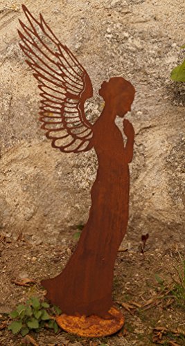 Saremo Edelrost Engel betend filigran 77 cm Gartendekoration Flügel Weihnachten Figur