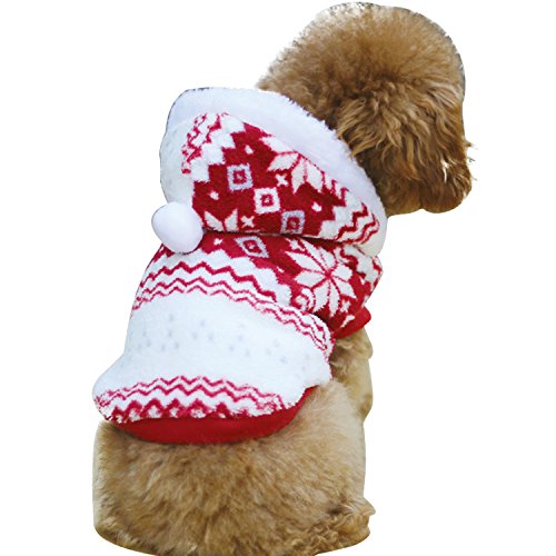 Boodtag Süßes Kapuzenjacke für Hunde und Katzen, Schneeflocken-Kostüm, Fleece, warmes Outfit für Welpen