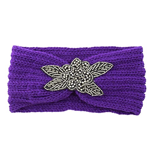 Mode Damen Solide Sport Kopf Haarband Thermal Süße Mädchen Haar Haarband (Color : 3-Purple, Size : One Size)