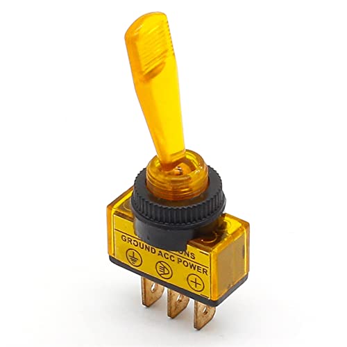 elektronischer Schalter Kfz-Kippschalter, 3-polig, EIN-, mit Lampe, DC12 V, 20 A (Color : Yellow)