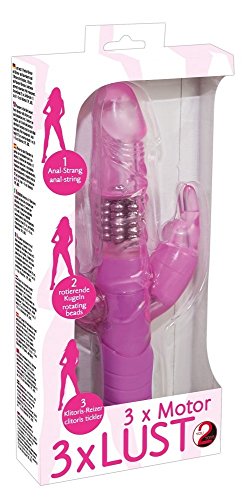 You2Toys Vibrator 3x Motor, 3x Lust - softer Vibrator mit Klitoris- und Anusreizer, Massagestab mit 3 Stimulatoren für Frauen, rosa