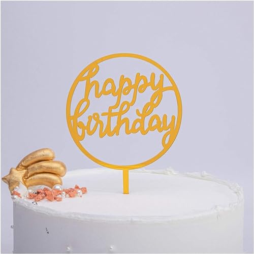 Kuchendeckel, Kuchendekorationen, Kuchendeckel, Acryl-Cupcake-Topper, alles Gute for Geburtstag, Dekoration, geeignet for Party-Desserts und Obstdekoration, 10 Stück, Gold, C (Farbe: Gold-3) (Color :