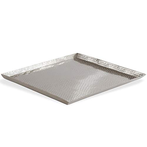 H.Bauer jun. großes quadratisches XXL Aluminium Tablett verziert 50x50 cm - flaches Serviertablett für Speisen oder als Dekotablett zu Ostern oder Weihnachten