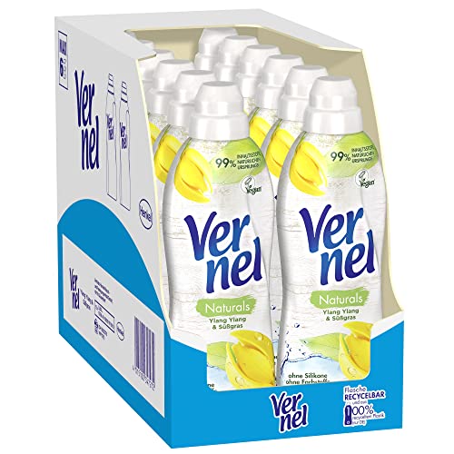 Vernel Naturals Weichspüler, Ylang Ylang & Süßgras, 100% vegan, 99% naturbasierte Inhaltsstoffe, ohne Silikone und Farbstoffe (384 (12 x 32) Waschladungen)