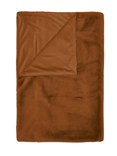 ESSENZA Plaid Furry Leather Brown 150x200 cm