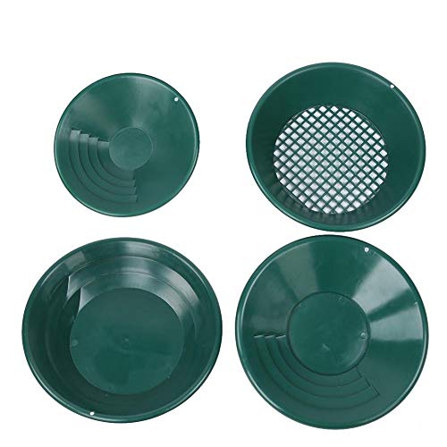 Goldwaschpfannen-Kit, Goldwannen-Kit, Kunststoff-Metallwaschwerkzeug Traditionelle 4-teilige grüne Erkundung für Anfänger