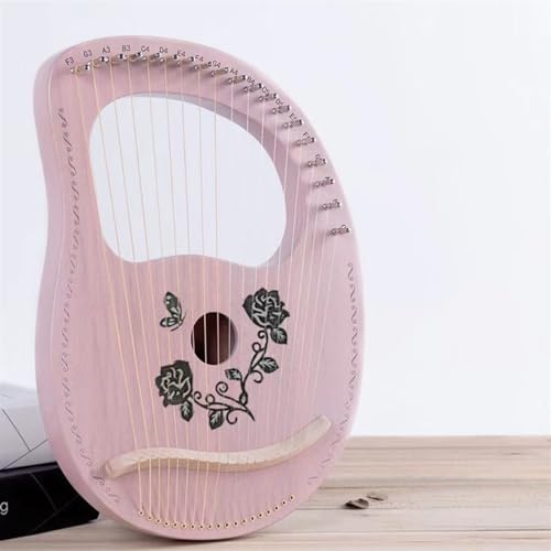 FCSHFC 19 Saiten Harfe Instrument for Anfänger Erwachsene Zither Instrument Mit Stimmschlüssel, Ersatzsaite Und Reinigungstuch (Color : Pink)