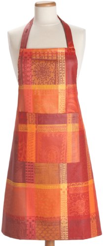 Garnier-Thiebaut Coated Apron Mille Wax Ketchup, 100% Two-ply Twisted Cotton, Coated with Three Layers of Acrylic, Made in France