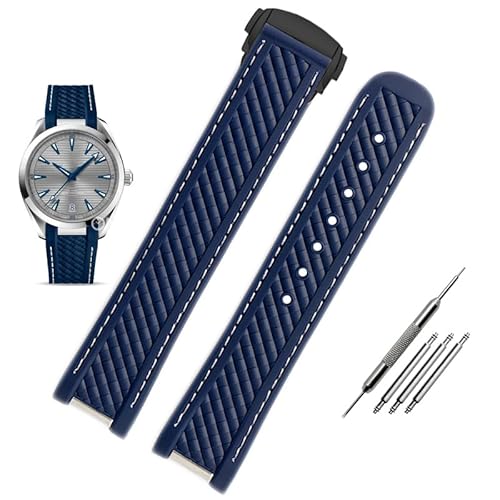 MAALYA Uhrenarmband mit gebogenem Ende, Silikon, mit Metall, für Omega-Armband Seamaster 300 Aqua Terra AT150 8900 + Werkzeug, 20 mm, Achat