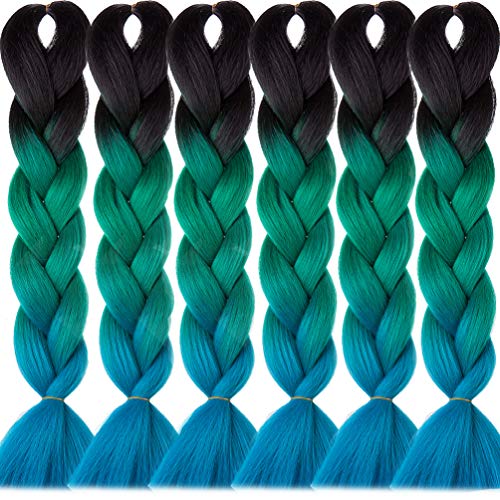LDMY Ombre Coloured Braiding Hair Extensions Jumbo Braid Hair Braids 6 Bundles/Pack Jumbo Braids Long 24" Synthetic Jumbo Braid Hair Extensions 100g/bundle