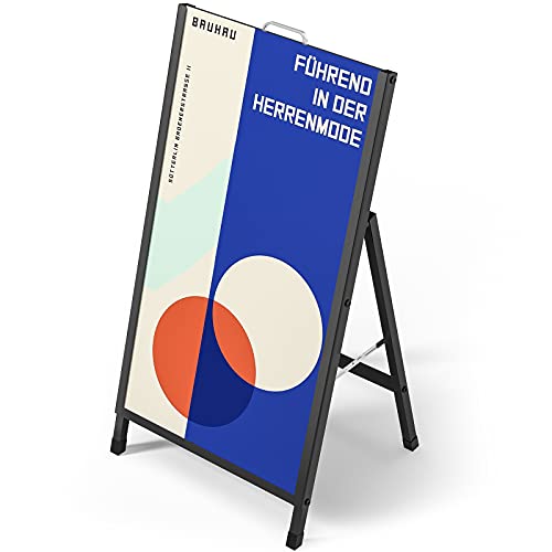 Plakatständer Kundenstopper Infoständer DIN A1 Gehwegaufsteller Werbetafel Eins Plakate Schwarz Rostfreier Stahl (Einseitiges Poster)