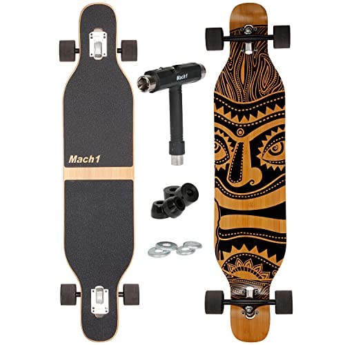 Camber Longboard mit Mach1 Keramik Kugellager in Flex1 Drop Through Cruiser Freeride Skaten Komplettboard mit T-Tool