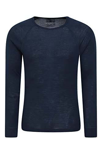 Mountain Warehouse Merino-Funktionsshirt Herren - schnelltrocknendes, warmes Langarm-Funktionsshirt zum Wandern, leichtes Merino-Unterhemd für Herren, perfekt zum Reisen Marineblau XL
