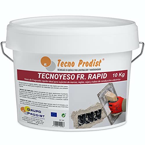 TECNO GIPS RAPID von Tecno Prodist, (10 Kg) Schnell abbindender Gips. Ideal für die Befestigung von Rahmen, Kästen und Elektroinstallationsrohren.