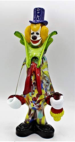 Vinciprova Le Gemme di Venezia Clown Murano Glass Höhe 28 cm, hergestellt in Italien, Clown, F451, mit Schleife