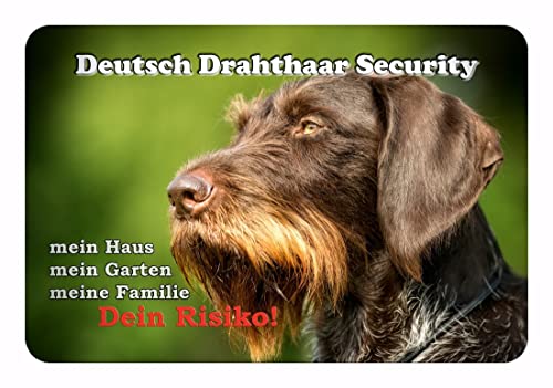 Merchandise for Fans Warnschild - Schild 30x40cm Motiv: Deutsch Drahthaar Security (01)