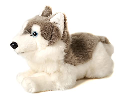 Uni-Toys - Husky grau, liegend - 31 cm (Länge) - Plüsch-Hund - Plüschtier, Kuscheltier